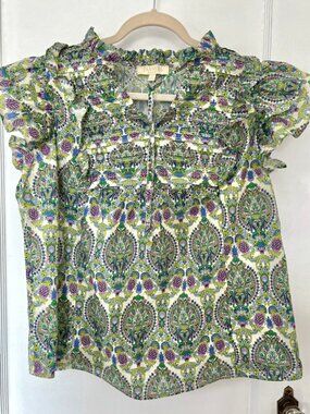 Farmers Market Preppy Boho Ruffle Blouse | Size Medium